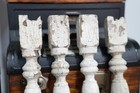 Antique Wood Spindle Porch Baluster Columns Architectural White Chippy Paint Vtg