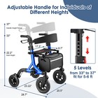 Maxwalk All Terrain Rollator Walker For Seniors W seat 10   rubber Wheels - Blue
