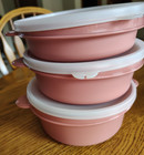 Tupperware  9 Pc Set  New Reheatable Round Containers W  Seals  Covers