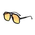 Mens Fashion Sunglasses Black Frame Yellow Lens Retro Square Flat Top Lentes New