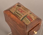 Beautiful Antique Victorian Wooden Sewing Table Clamp Pincushion With Box Drawer
