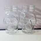 Skull Glass Mason Jar Mugs Gothic Halloween Glasses Lot Of 2