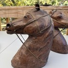Leather Wrapped Horse Head Bust Statue Figures Glass Eyes 11     one W brokenears 