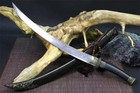 Rare Mongolia Saber Broadsword Sword Damascus Steel Blade Ebony Scabbard Full Ta