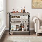 3 Tier Rolling Bar Cart With Wine Rack   Glass Holder For Home Entertaining