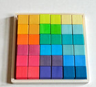 Wooden Mosaic Cubes With Tray Montessori Building Blocks Educational Toy Kids