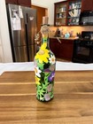 Hand Painted Floral Glass Bottle Vase Led Twinkle Lights Cottage Garden Decor