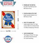 Pbr - Pabst Blue Ribbon Beer Tin Sign - Nostalgic Vintage Metal Wall D  cor - Mad