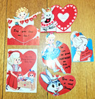 Lot Of 6 Vintage 1960s School Children s Valentines Day Cards Die Cut 1 Flocked