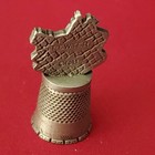 Vintage Fort Pewter Stagecoach Thimble Western Horses Euc