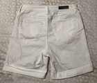 Women   s White Bermuda Dkny Denim Shorts  Rolled Hem Stretch     Size 8