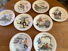 8 Antique Vintage French Pottery Plates Satirical Humor Belgium Boch Company