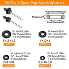 900 Pcs Black Pop Rivets Assortment Kit With Washers  Sae Aluminum Blind