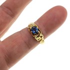Vintage 14k Solid Yellow Gold Natural Blue Sapphire Gypsy Mount Ring Sz 9