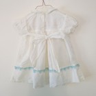 Vintage Kate Greenaway Baby Girl 6-9m  White Cotton Short Sleeve Dress Lace Blue