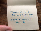 Vintage Nursery Baby Greeting Card W  Poem Hand Home Made Clara Sleep Castor Oil