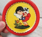 Vintage Tin Litho Lithograph Childs Toy Tea Set Plate  Little Gardener  Ohio Art