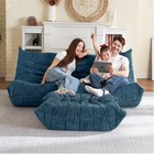  Bean Bag foot Rest fireside Chair Memory Foam Ottoman Luxury Velvet-navy Blue