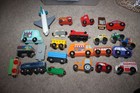 Wooden Railway Train Vehicle Lot Cars Trucks Plane Brio Thomas Compatible