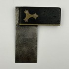 Antique 19thc Ebony Brass Woodworking Try Square Decorative Escutcheon Tool D-92