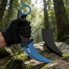 7 5  Tactical Karambit Throwing Knife - Fixed Blade  Hard Sheath Blue