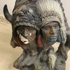 Native American Indian Dual Bust Sitting Bull Squanto Antique Western Vintage
