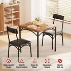 Dining Table Set For 2  Kitchen Table  With 2 Upholstered Chairs  Retro Brown
