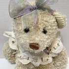 Vtg  First And Main Chantilly Tan Furry Plush Bear Collar And Ribbon 15  No 1256