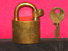 Vintage American Us Brass Padlock Lock W  Key