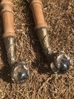 Antique Wood Table Legs Brass Claw Glass Globe Feet  Salvaged Wooden Parts X4