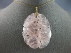 Antique Extra Large Aaa Pink Quartz 14k Yellow Gold 3d Handcarved Pendant  27748