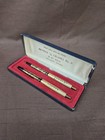 Vintage Chanel No 5 Arpege 14k Gold Filigree Perfumed Ballpoint Pen Set In Box