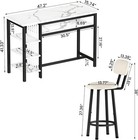 3pc Faux Marble Pub Table Set  Modern Counter Height Dining Table W  2 Chairs