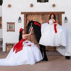 Mexican Charro White Quinceanera Dress Ball Gown Embroidery Beading Bow Sweet 16