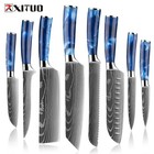 Stainless Steel 1 To 8 Piece Chef Knife Kitchen Knife Set Blue Resin Handle