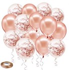 Rose Gold Confetti Latex Balloons  50 Pack 12 Inch Birthday Balloons With 33 