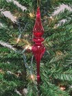 Wizardi Red Elongated Finial Glass Christmas Ornament F07m7-1-lh76-23215