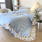 Bedding Set 4 Pcs 3d Flowers Milk Velvet Super Warm Lace Duvet Cover Bed Sheet