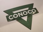 Vintage Green Conoco Porcelain Gas Pump Plate Oil Can Stand Sign Nos 10 