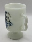 Vintage Harley Davidson Mills Sales 25th Anniversary Milk Glass Cup Mug