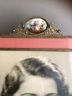 Large Antique Picture Frame Jeweled Filigree French Gild Bronze Porcelain Plaque