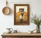 Vintage Gold Framed Wall Art Retro Country Sheep Oil Painting Canvas Prints F   