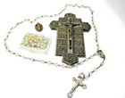 Vintage Sterling Silver  Rosary Clear Glass Beads Crucifix Cross  Medal   