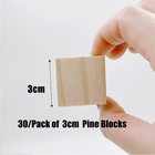 Wood Blocks For Crafts  Unfinished Wood Cubes  3cm Natural Wooden Blocks  Pac   