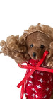 Holiday Time Poodle Brown Plush Curly Fur Red Christmas Sweater 5  Ornament New