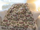 Vintage Americana Grandma Moses Style Barkcloth Curtains Drapes Victorian People