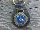 Mercedes Benz Blue On Gold Leather Key Fob Vintage Nos Hi-quality Fine Top Grain