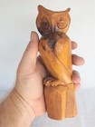Vintage Hand Carved Wooden Owl Figure Wood Carving