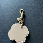 Coach Bag Charm Key Ring Flower Leather Beige Pre-owned