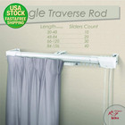 Heavy Duty Center Open Traverse Curtain Rod 30-48 Inch Adjustable White